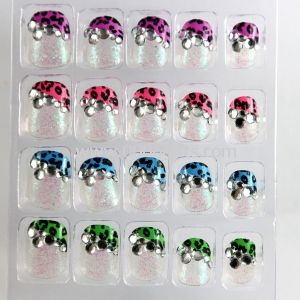Glass stone Kids Fake Nails