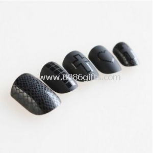 Pre adulto mate negro pegado uñas postizas