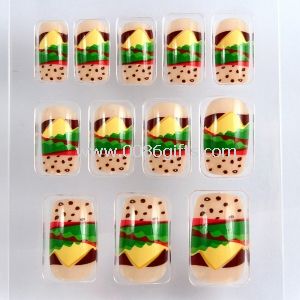 Fruta de verano amarillo del clavo falso arte uñas cubierta completa para niñas