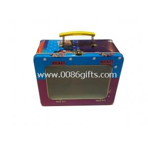 Colorida Plaza de Metal envases de hojalata bisagra caja para embalaje