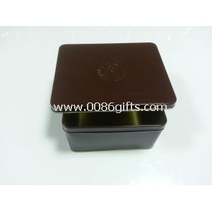 Envases de hojalata de metal negro cuadrado