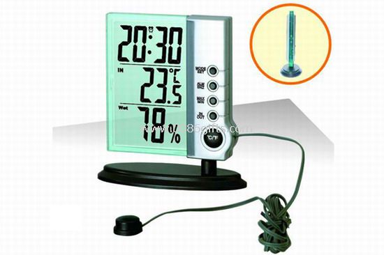 LCD väckarklocka med HYGROMETER