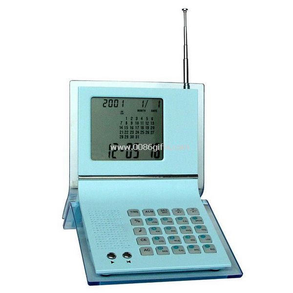 rádio de calendário com calculadora e alarme