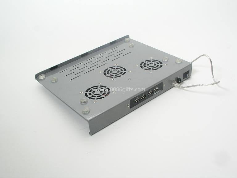 Iron laptop cooling pad with 3 fans and USB Hub