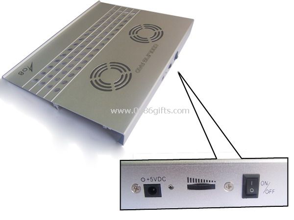 Metal material 2 fans laptop cooling pad