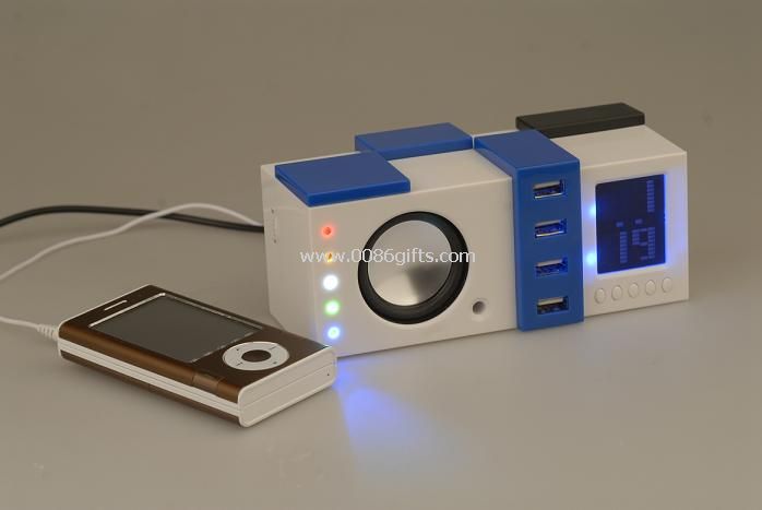 Hub USB avec horloge et et mini haut-parleur