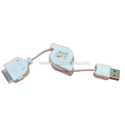 Retractable USB data cable for iPhone and for iPad