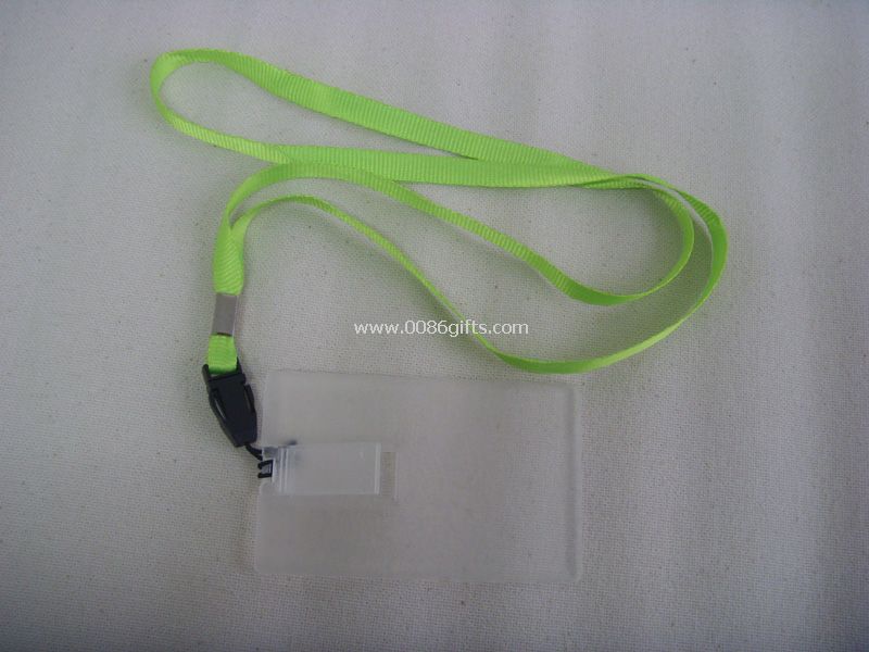 Transparent business card usb flash drive with lanyard