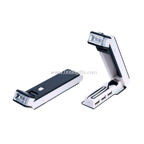 USB hub with flashlight & book light