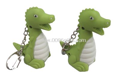 Dinosaur shaped led keychain with sound
