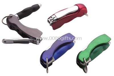 Folding pen with nail scissors