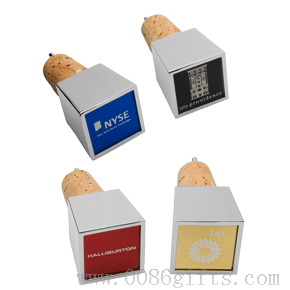 Stopper/Pourer w/Colored Metal Plate