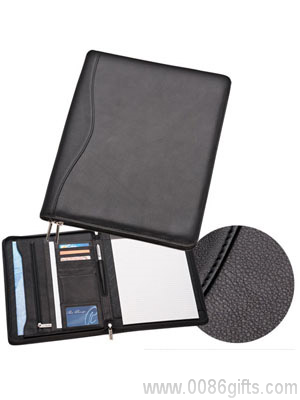 A4 Leather Zippered Compendium
