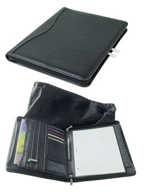 A4 Leather Zippered Compendium