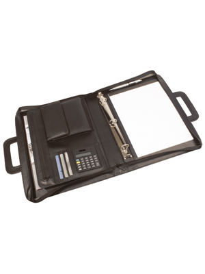 Leather Compendium With Retractable Handles