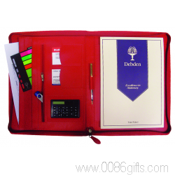 Leather Red A4 Zippered Executive Portfolio