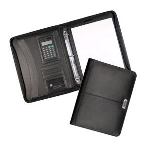 Promotional Essex Leather Zippered 3 Ring Compendium