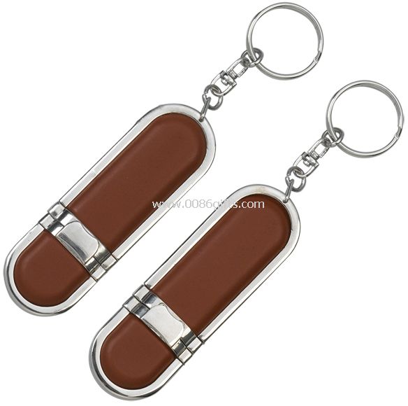 cuoio usb drive con portachiavi