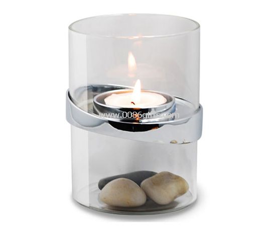 Zinc-ally and borosilicate glass Candle Holder