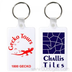 White Rectangular Soft PVC Key Ring