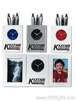 Infinity Trio Folding Desk Clocks / Folding Frame / Pen Caddy
