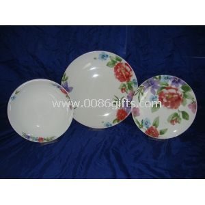18pcs set di eleganti stoviglie di porcellana con colori taglio stampa della decalcomania