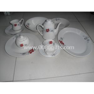 47-brikke porselen Dinnerware sett med enkle, men elegante Decal utskrift