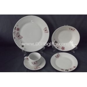 Set makan keramik dengan desain Decal dipotong, memenuhi FDA, LFGB, CPSIA, CA65, 84/500/EEC