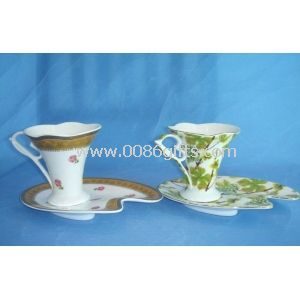جدید چین استخوان ظریف چای جام & قهوه خوری با طلا عکس برگردان طراحی تماس با خوراکی