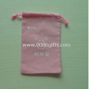 Pink non-woven drawstring gift pouches bag