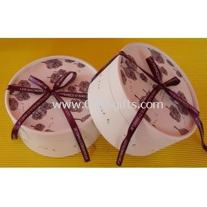 Recycled Round Cardboard Comestics Gift Boxes Packaging with Printed Logo Ribbons