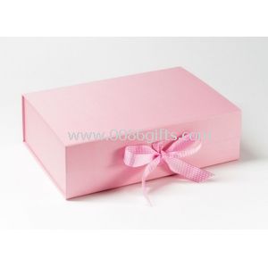 Attractive Folding Cardboard Suitcase Box Rectangle Recycled Paper With Ribbon