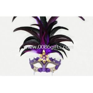 Unique Feather Carnival Venetian Masks Metal Halloween For Lady , Purple