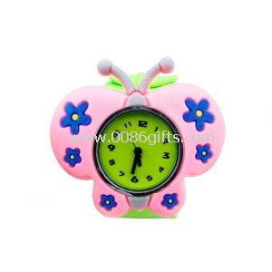 Pink Butter Flyer Silicon Slap Bracelet Watch