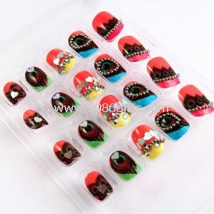 3D Cute Printing Kids Fake Nails Fashion ABS For Kids Fingers