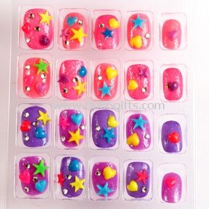 Children star Glitter Fake Nails