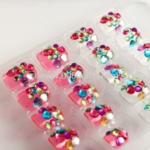Polka Dot Kids Fake Nails ABS 3D Beautiful For Kids Fingers