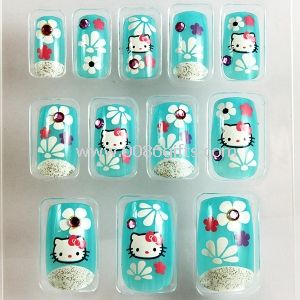 3D Acrylic colorful Fake Nails Art Tips with Glue Great for Party