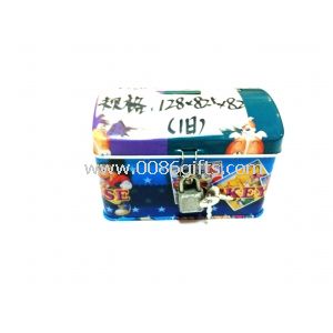Tin Coin Box Saving Case With Cover , Lock