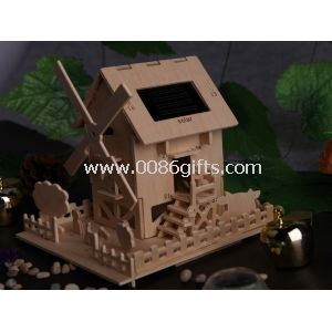 Solar Energy DIY wooden windmill can fly in sunshine