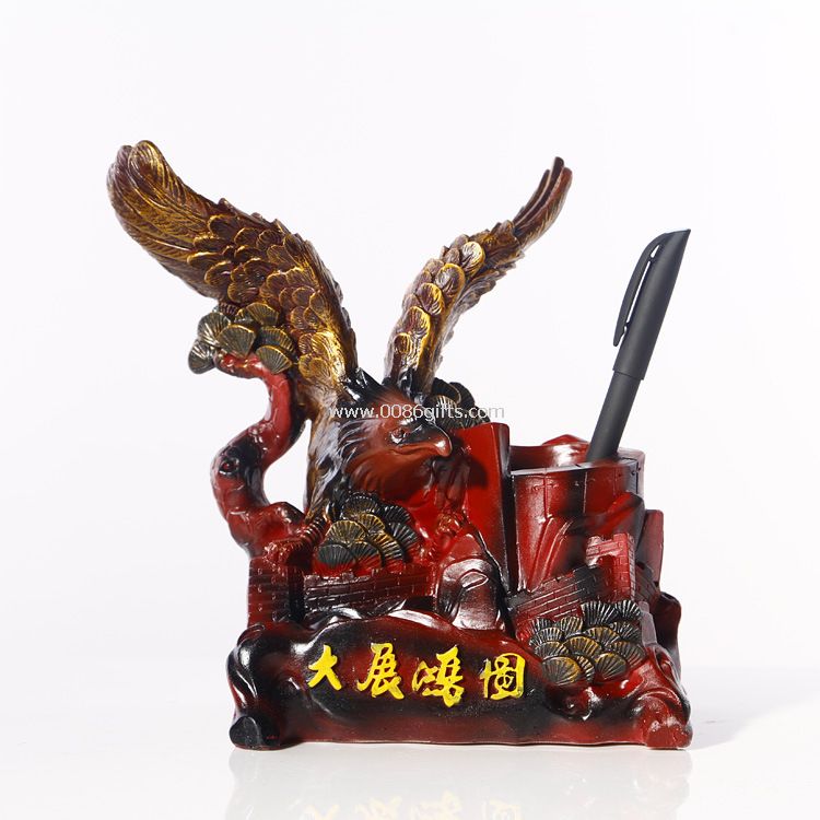 Resin crescent curved Creative couple bear swing music box brush pot