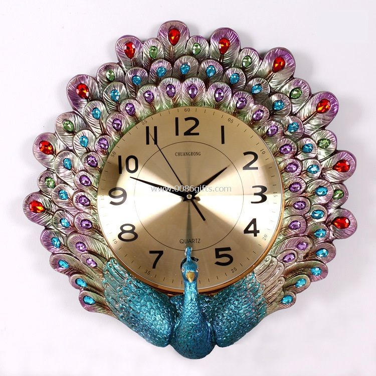 Art peacock clock Home decoration