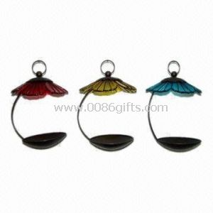 Fusion Glass Flower with Bird Feeder