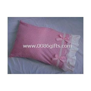 Pillow case with lace and butterflies.