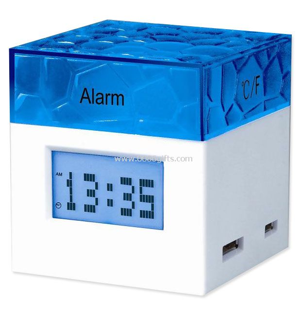 4-Port USB HUB clock with Blue LED Backlight