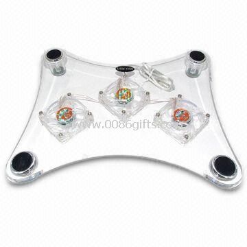Transparent 3 fans plastic cooling pad