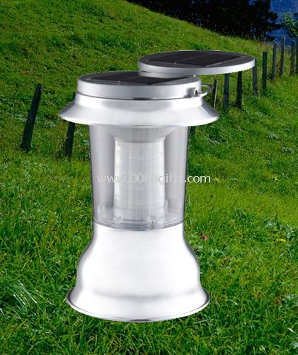 Solar camping lantern with solar panel