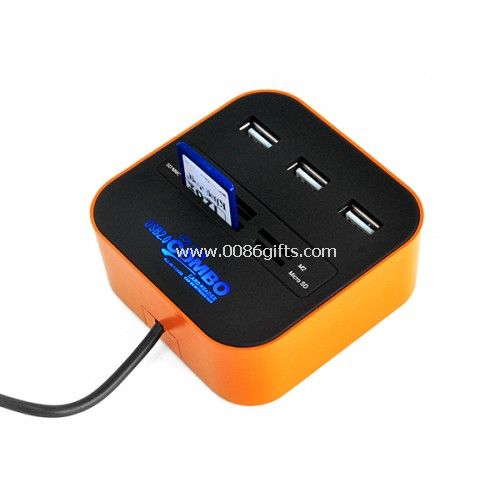 Combo 3 Port Usb Hub med kortlæser