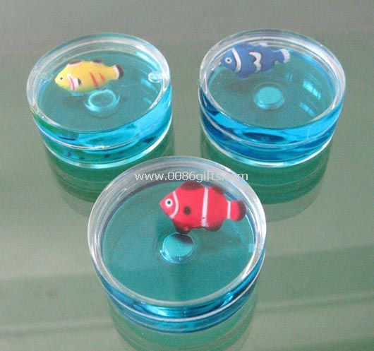 Liquid fridge magnet with floater