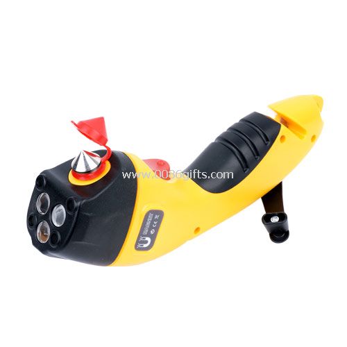 Emergency hand crank flashlight